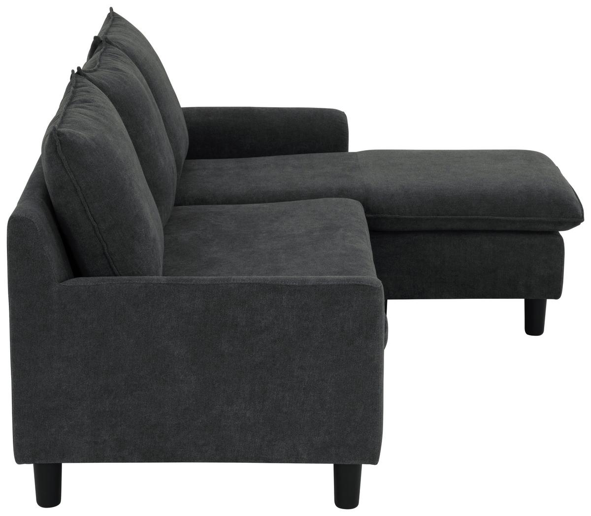 Ecksofa Milly - Dunkelgrau/Schwarz, MODERN, Textil (207/138cm) - P & B