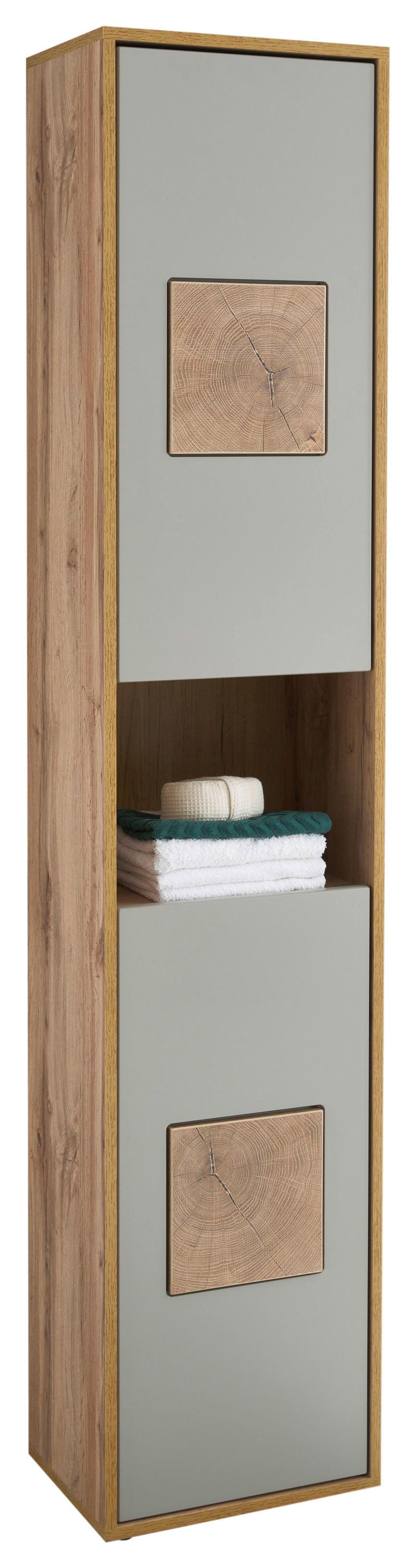 Hochschrank Greece BxH 40x190 cm Eiche Dekor/Hellgrau - Eiche Wotan/Hellgrau, MODERN, Holzwerkstoff (40/190/30cm) - MID.YOU