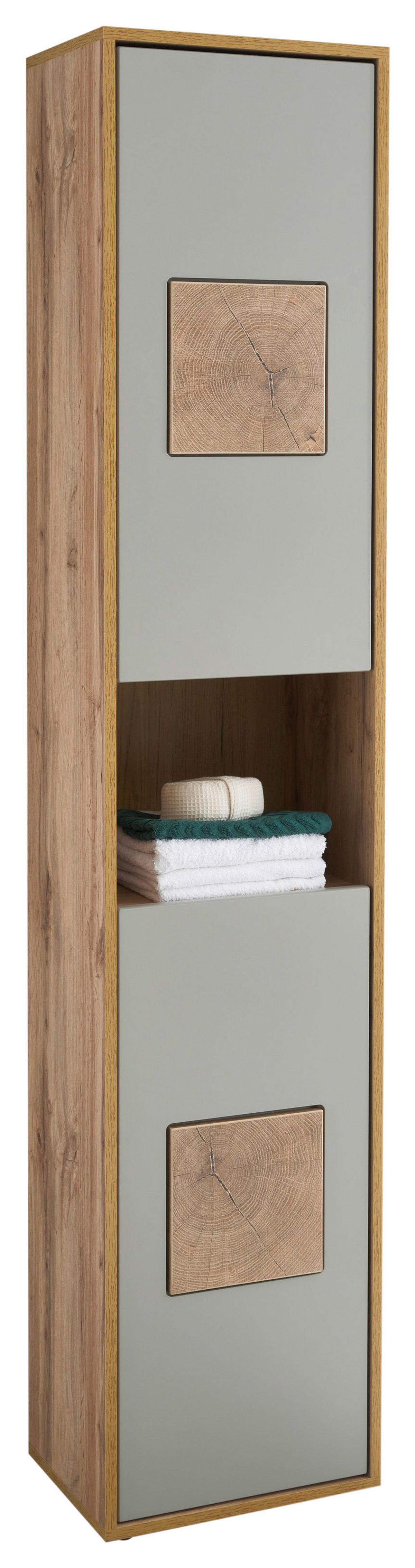 Hochschrank Greece BxH 40x190 cm Eiche Dekor/Hellgrau - Eiche Wotan/Hellgrau, MODERN, Holzwerkstoff (40/190/30cm) - MID.YOU