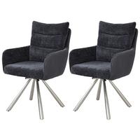 Armlehnstuhl-set Enid Webstoff Anthrazit, B: 60 Cm - Anthrazit/Nickelfarben, KONVENTIONELL, Textil/Metall (60/92/65cm) - Livetastic