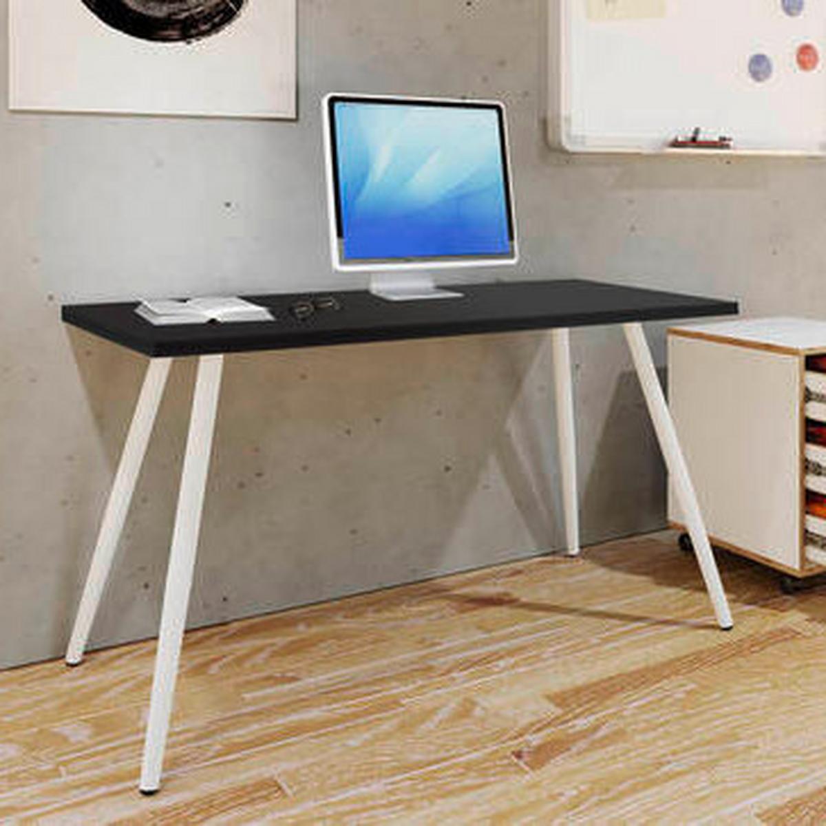 Schreibtisch Salia Anthrazit/weiß, L: 110cm - Anthrazit/Weiß, MODERN, Holzwerkstoff/Metall (110/50/70cm) - MID.YOU