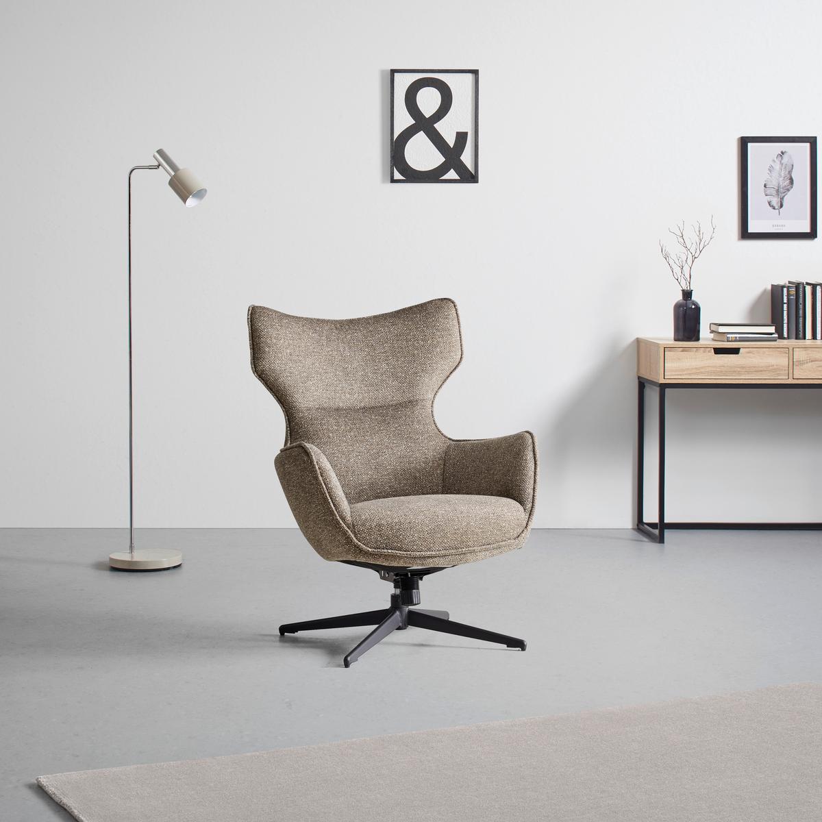 Otočné kreslo FLAVIO, sivohnedá - sivohnedá/čierna, Modern, kov/textil (74/98/83cm) - Mömax