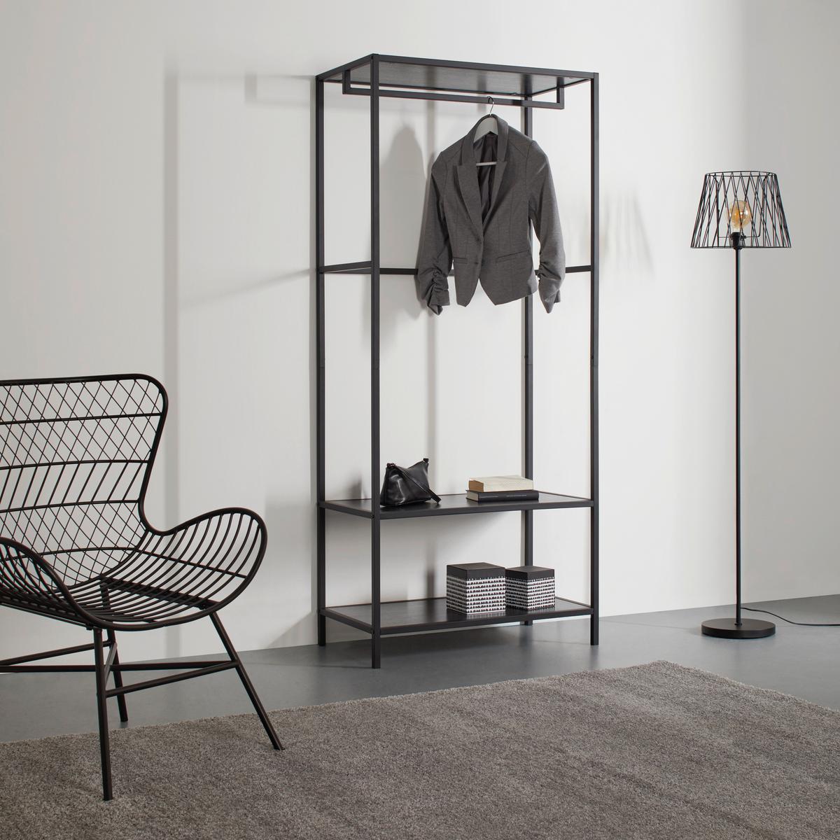 Vešiak na odevy čierna - čierna, Modern, kov/kompozitné drevo (80/185/44cm) - Mömax