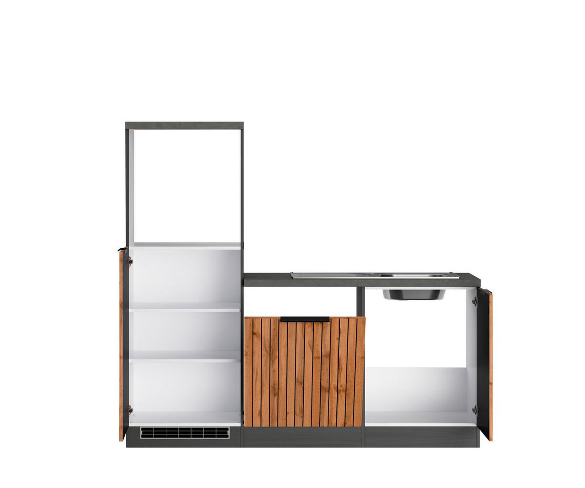 Eckküche Liverpool Graphit/ Eiche Dekor S: 240x240 Cm - Schieferfarben/Eiche Wotan, Basics, Holzwerkstoff (240/240cm) - Held