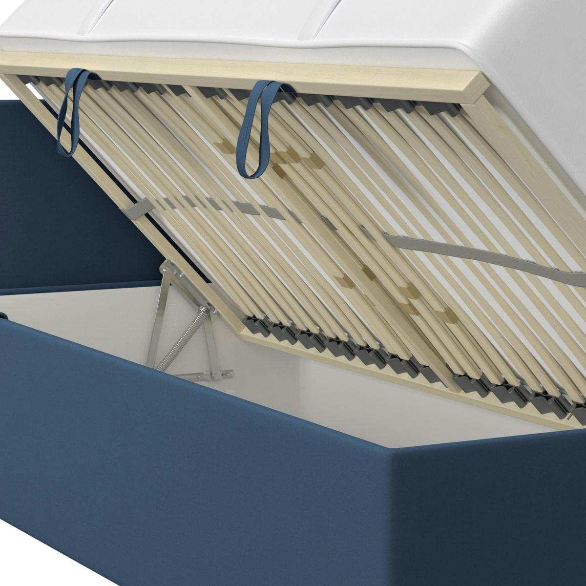 Polsterbett Remi - Chromfarben/Dunkelblau, MODERN, Holz/Textil (90/200cm)