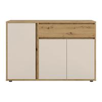Sideboard Caneva Eiche Artisan/Kaschmir B:128cm - Kaschmir/Schwarz, MODERN, Holzwerkstoff (128/86/40,3cm)