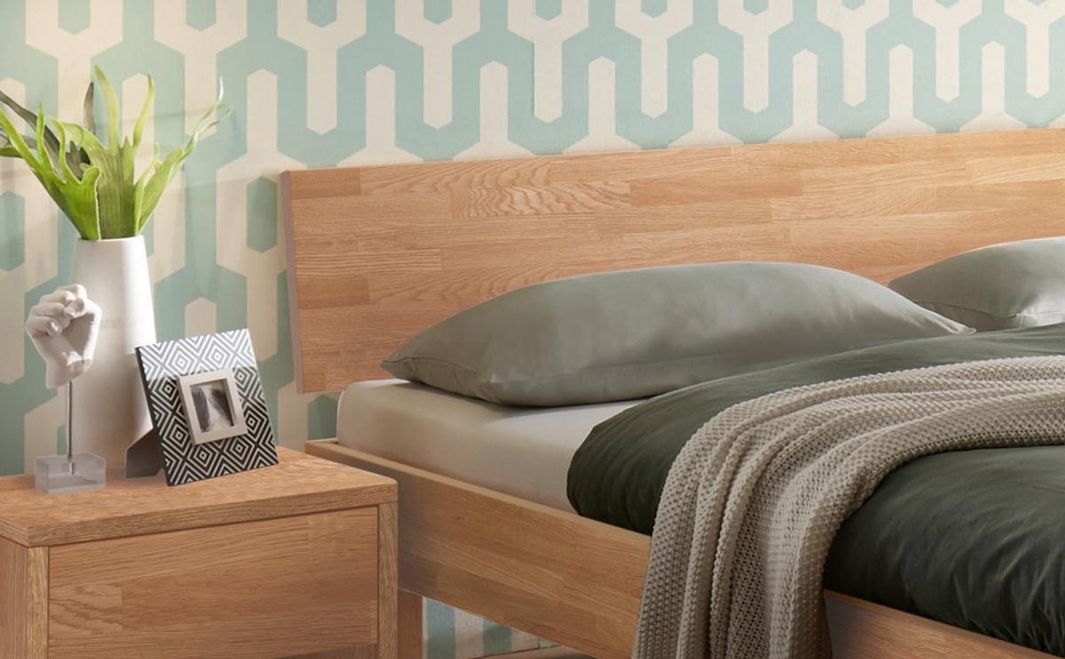 Bett Forti, Eiche Bianco 160x200 cm - Eiche Bianco/Eichefarben, Natur, Holz (160/200cm) - Hasena