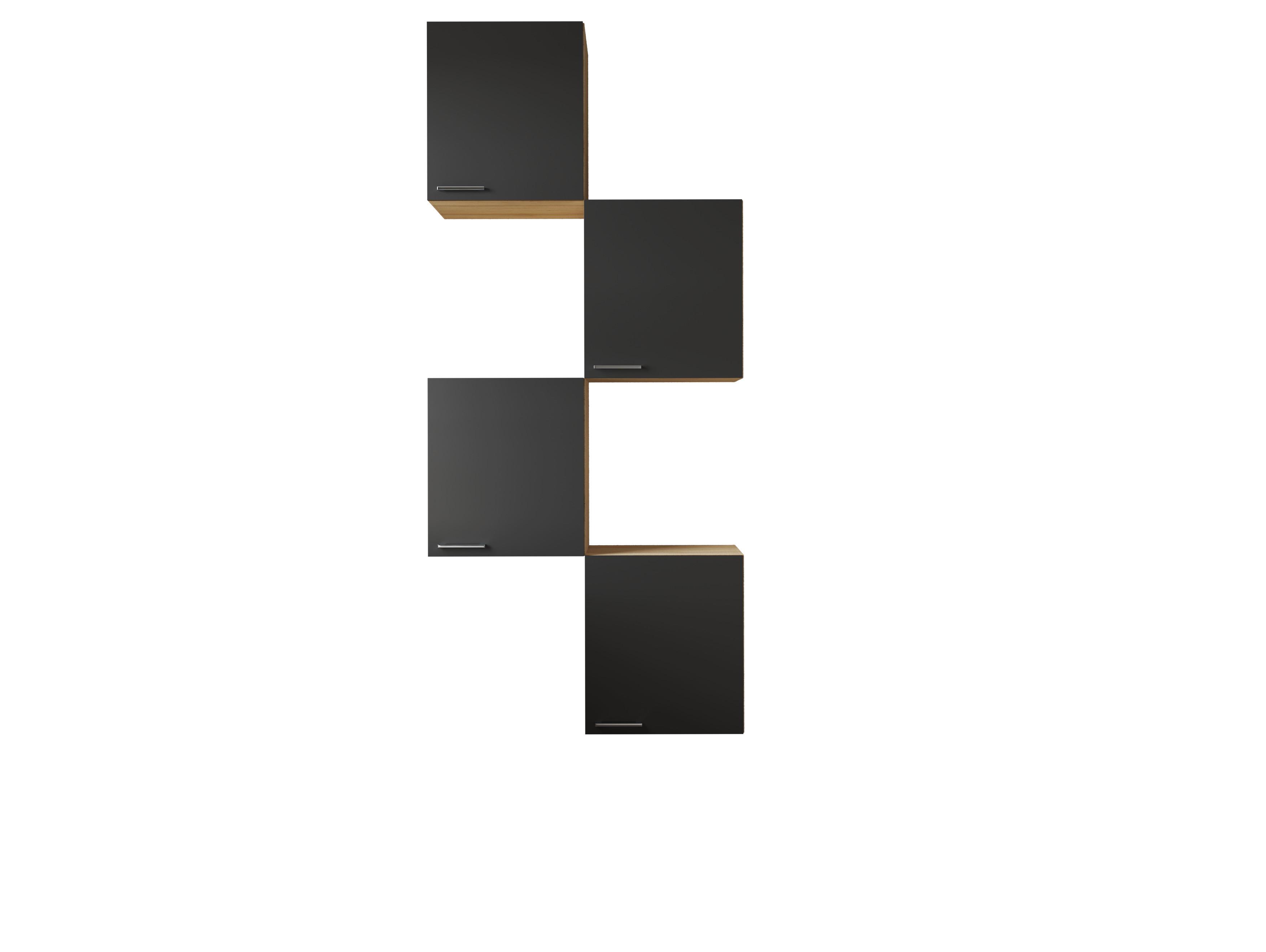 Küchenoberschrank Merle Schwarz, Eiche Dekor B: 100 cm - Eichefarben/Schwarz, Basics, Holzwerkstoff (100/224,4/34,6cm) - Respekta