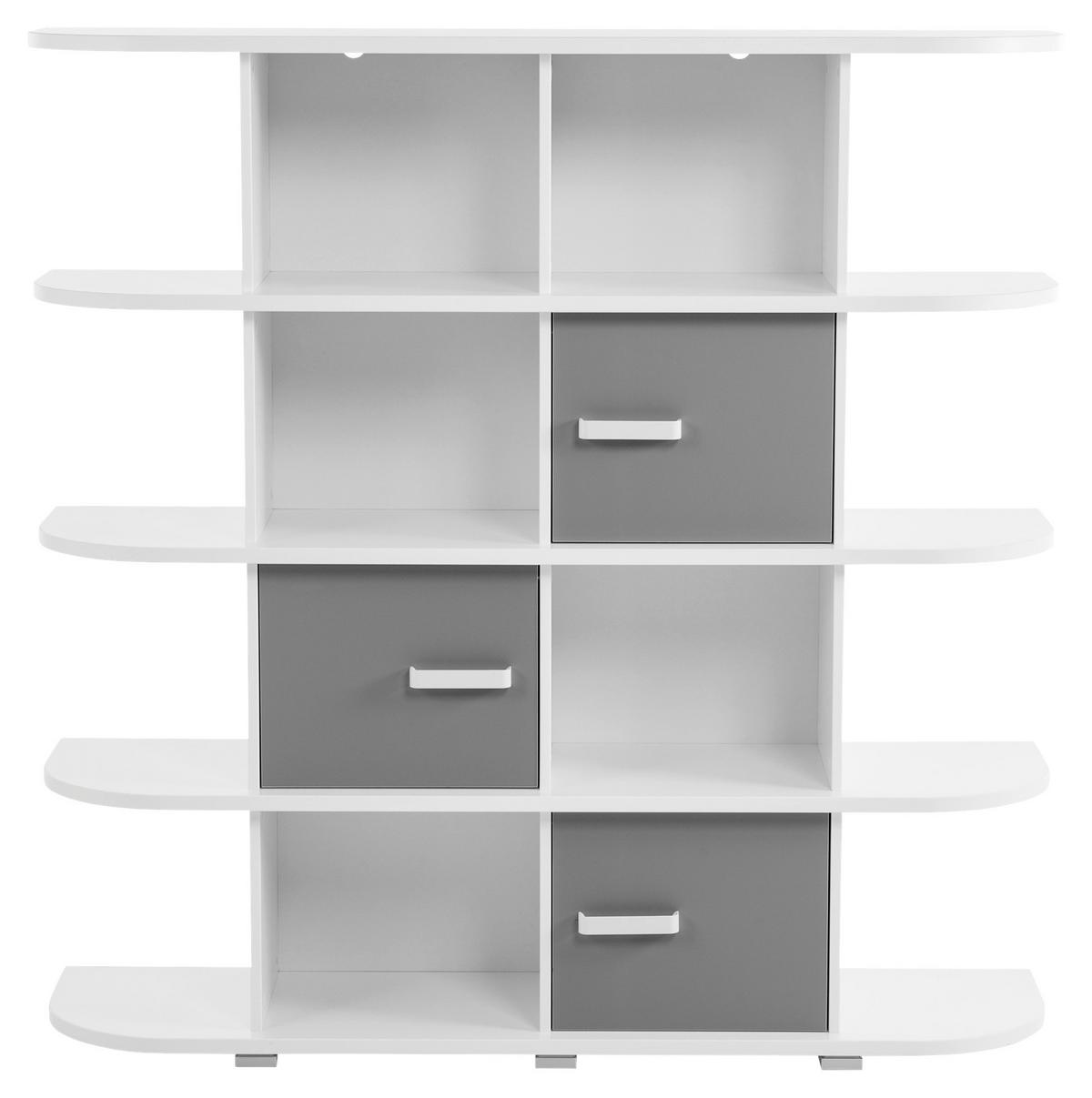 REGÁL YORIS - šedá/bílá, Design, kov/kompozitní dřevo (141,6/141/38cm) - MID.YOU