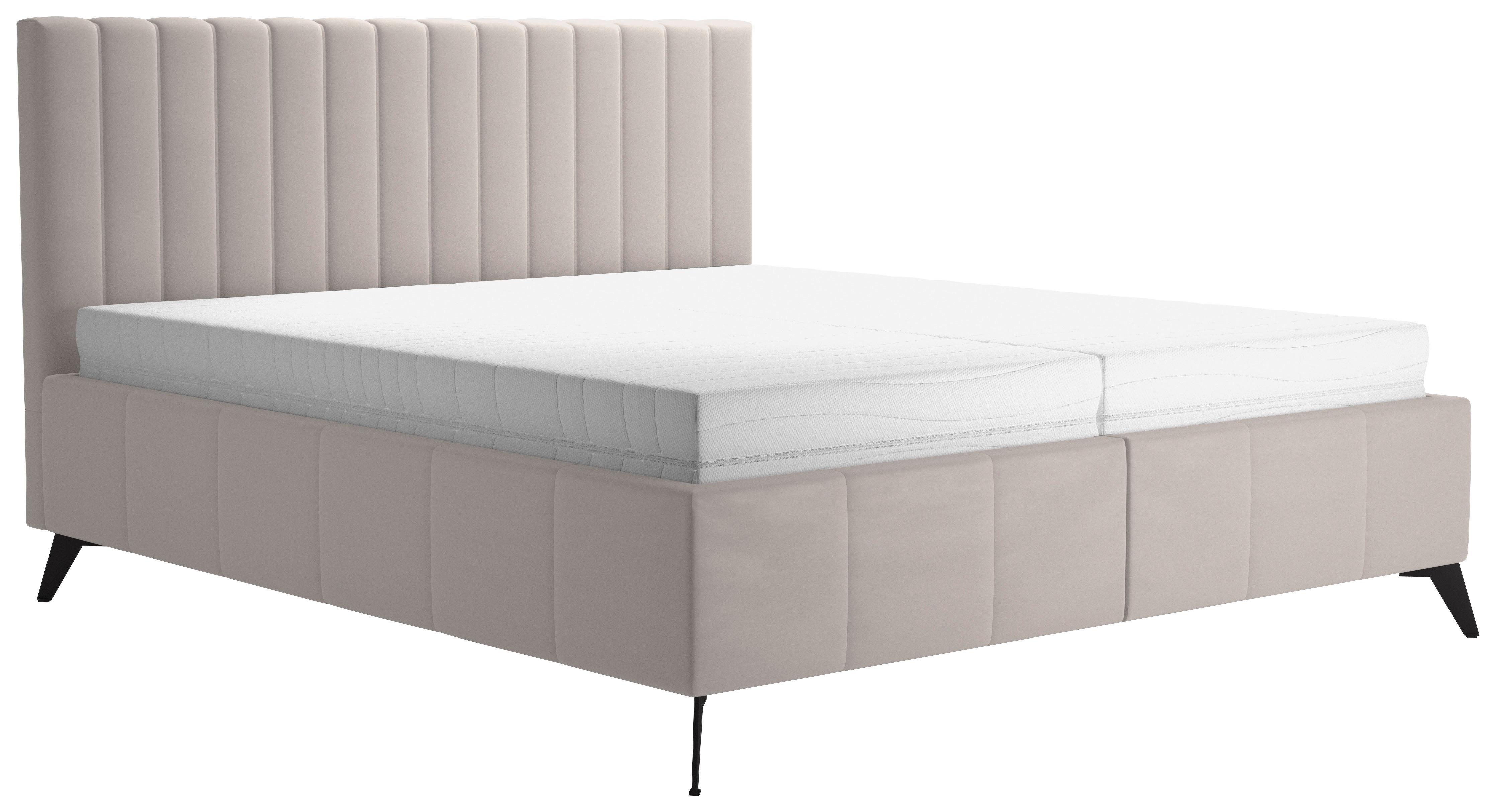 Manželská postel Vivien 2, 160x200, krémová - černá/krémová, Moderní, dřevo/textil (160/200cm)