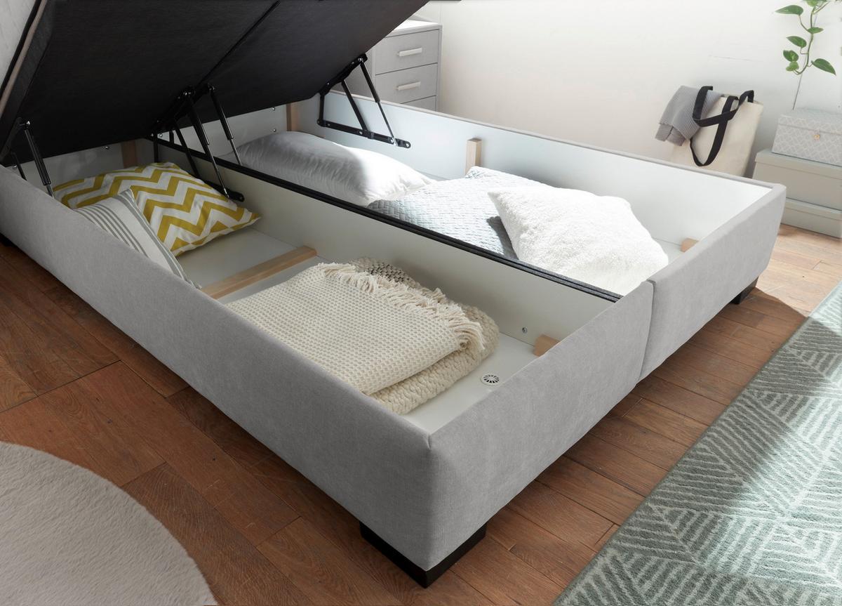 Boxbett Mit Bettkasten 140x200 Nagol B - Hellgrau/Schwarz, MODERN, Holzwerkstoff/Textil (140/200cm) - MID.YOU