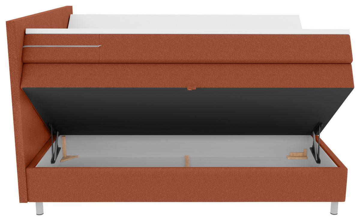 Boxspringbett Messina - Chromfarben/Rostfarben, KONVENTIONELL, Textil (140/200cm)