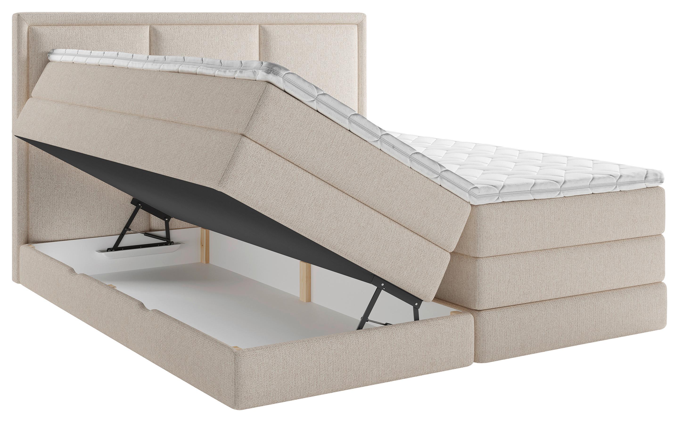 Boxspringbett mit Topper 140x200 cm Swing II K - Naturfarben, Design, Holzwerkstoff/Textil (140/200cm) - MID.YOU
