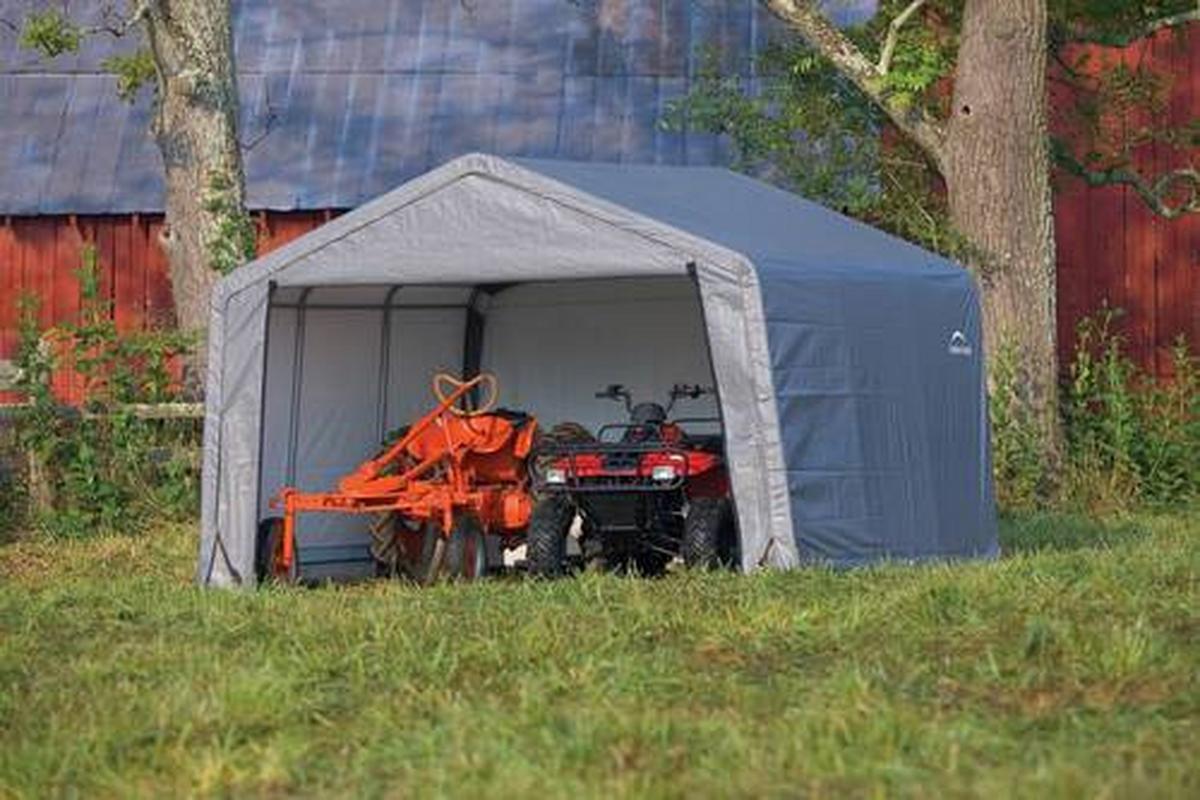 Zeltgarage Shed-In-A-Box 13,7m² - Grau, Basics, Kunststoff (370/260/370cm)