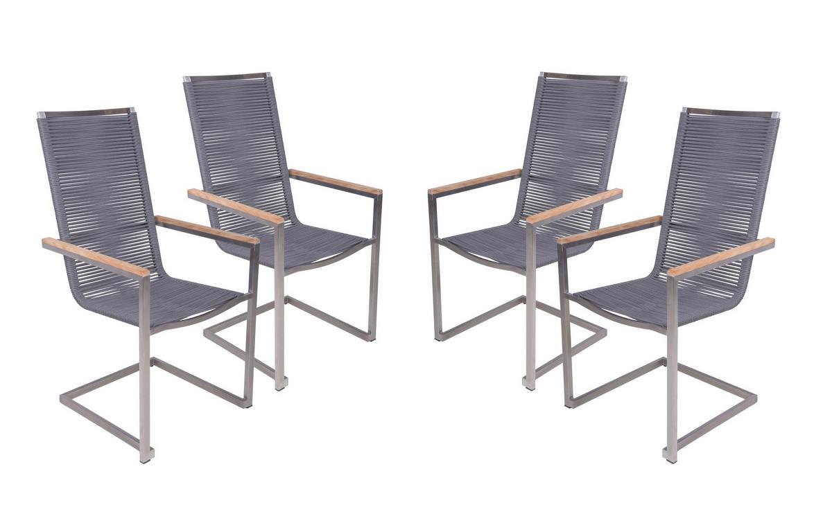 Gartenstuhl-Set Pavia - Anthrazit/Silberfarben, Basics, Holz/Kunststoff (61/108/56cm) - Gardenson