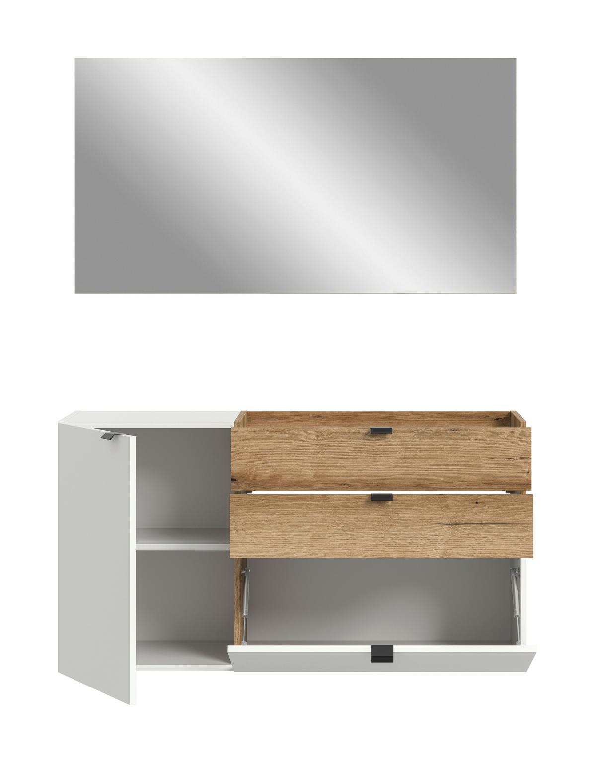 Garderobe Naro Weiß /Eiche dunkel Dekor B: 120cm - Eiche dunkel/Weiß, Design, Holzwerkstoff (120/194/37cm) - Livetastic