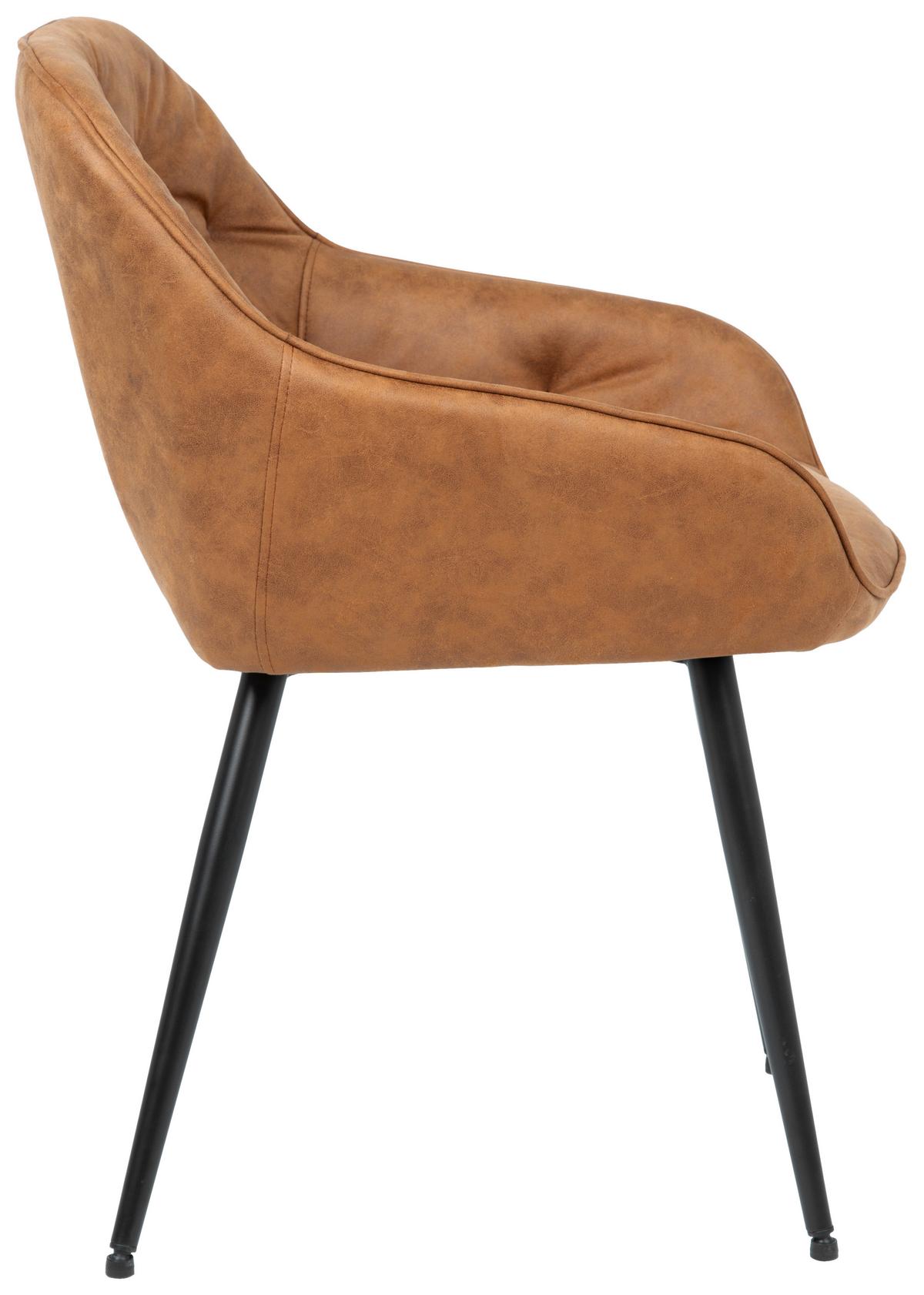 Armlehnstuhl Ancona Braun B: 55 cm - Schwarz/Braun, ROMANTIK / LANDHAUS, Textil/Metall (55/80/61cm) - Livetastic