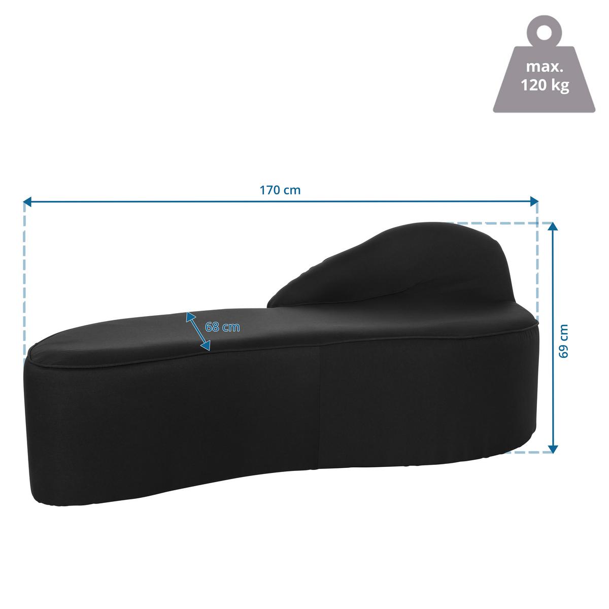 Sofa Baracoa Schwarz B: 170 cm - Schwarz, MODERN, Textil (170/69/68cm) - MID.YOU