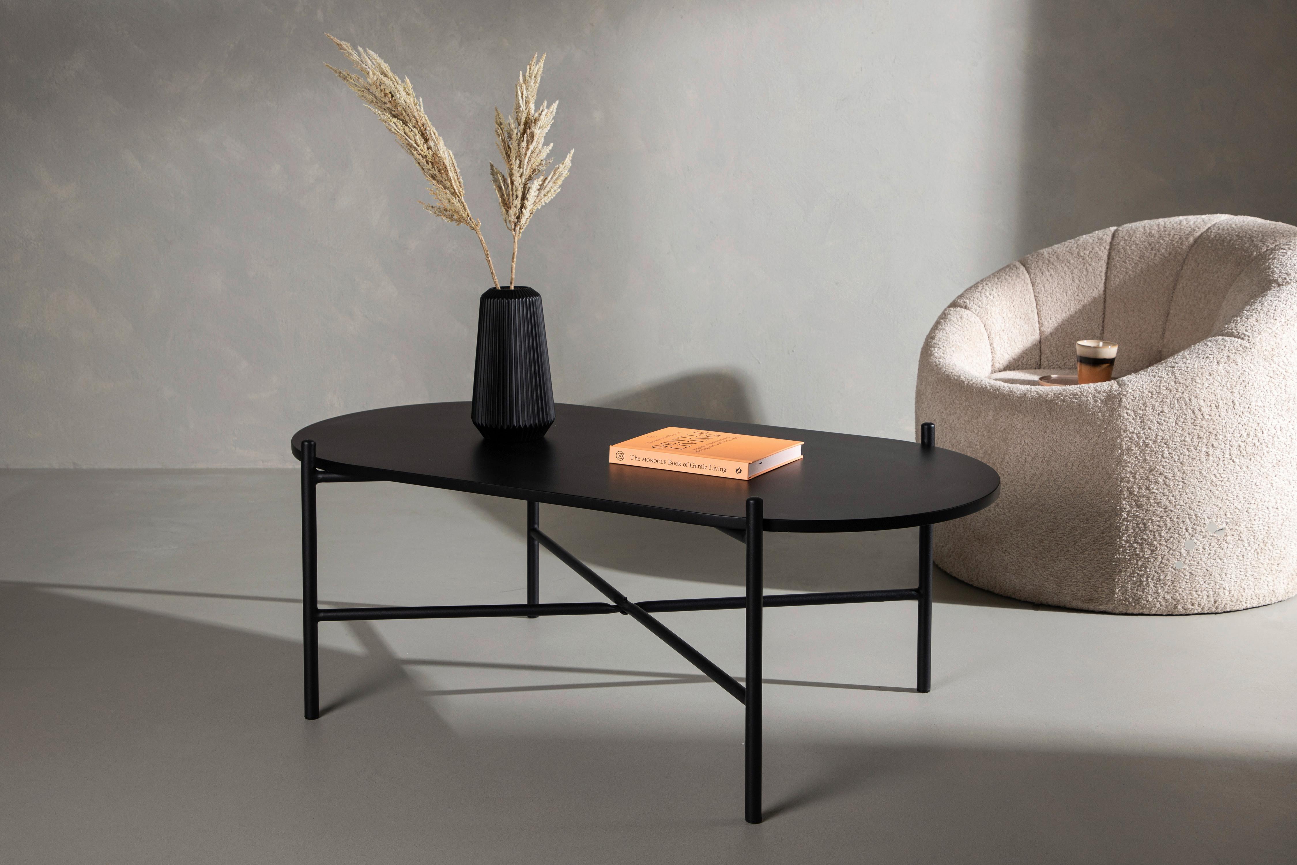 Couchtisch Pueblo - Schwarz, Design, Holzwerkstoff/Metall (120/60/45cm) - Livetastic