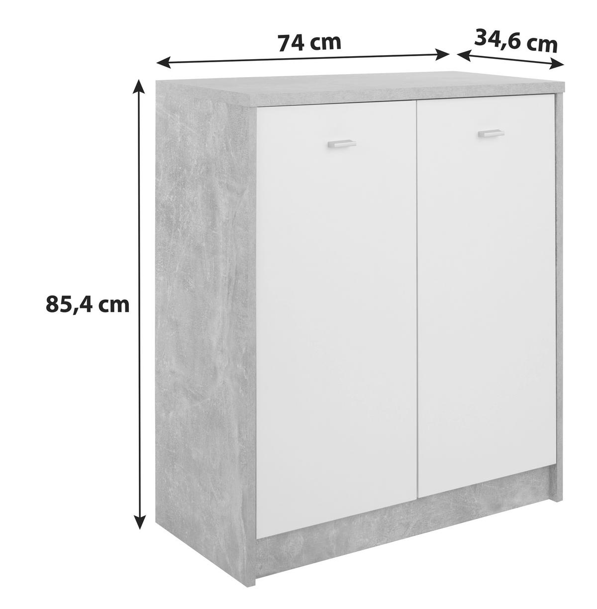 KOMODA 4-YOU NEW YUK03 - biela/farba duba, Modern, kompozitné drevo/plast (74/85,4/34,6cm)