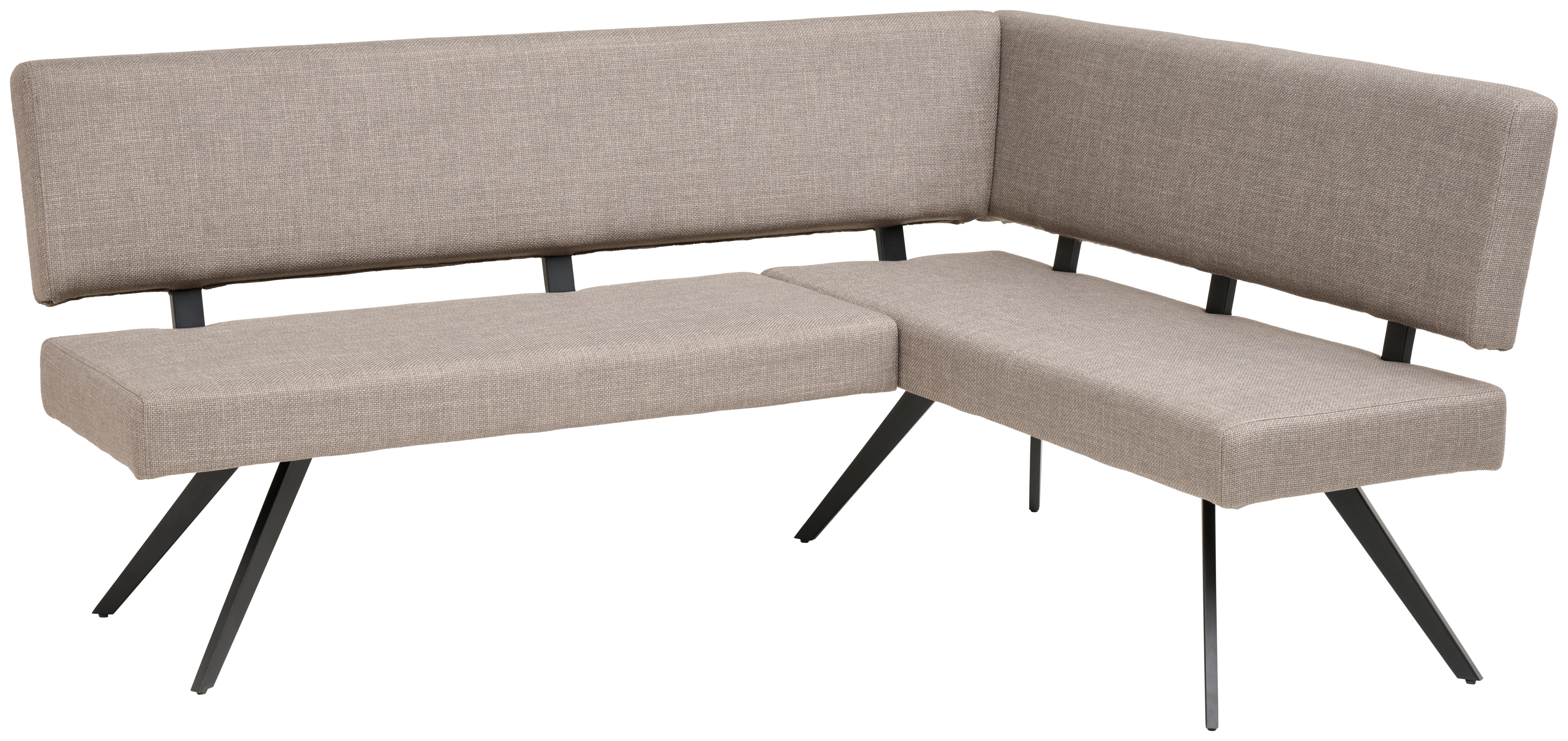 Eckbank Andros hellgrau, S: 190x150cm - Hellgrau/Schwarz, KONVENTIONELL, Textil/Metall (190/150cm) - Livetastic