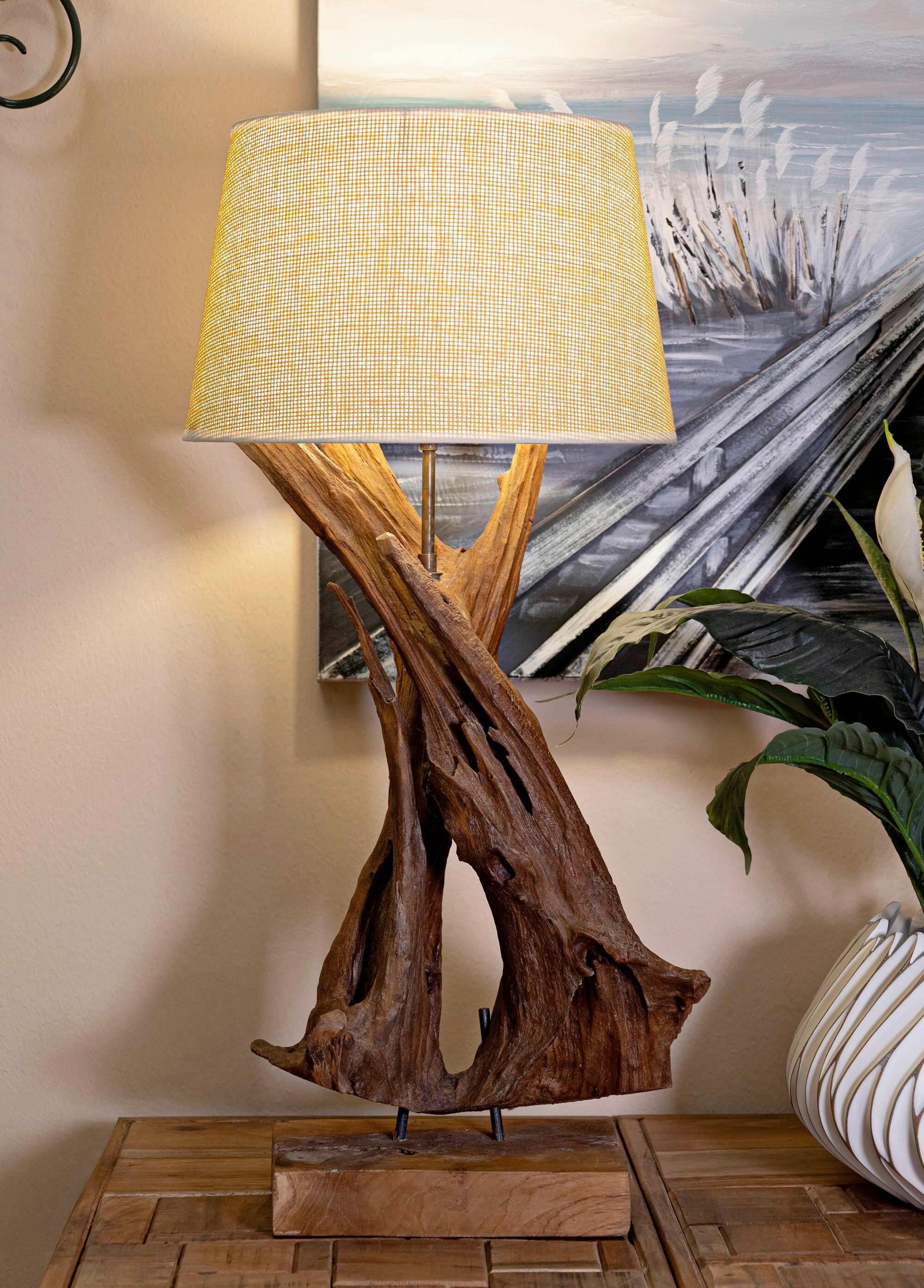 Tischleuchte Teak Da Tavolo Braun B: 35 cm - Braun, Basics, Holz (35/80/35cm)
