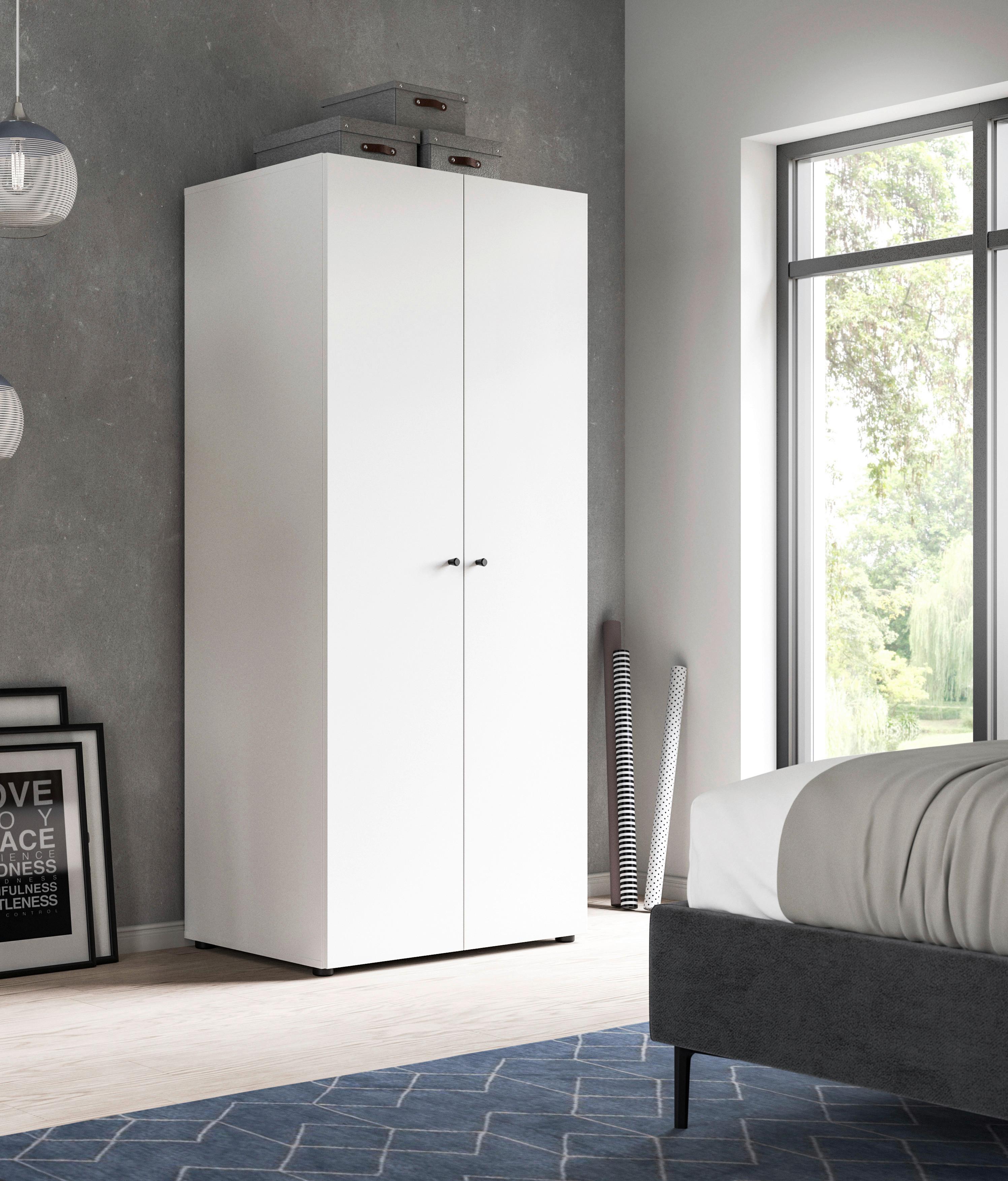 Drehtürenschrank Darwin, Weiß B: 80 Cm - Weiß, MODERN, Holzwerkstoff (80/176/51cm) - MID.YOU