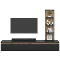 OBÝVACÍ STĚNA PASCAL - černá/barvy dubu, Moderní, kompozitní dřevo (230/160/35cm) - Based