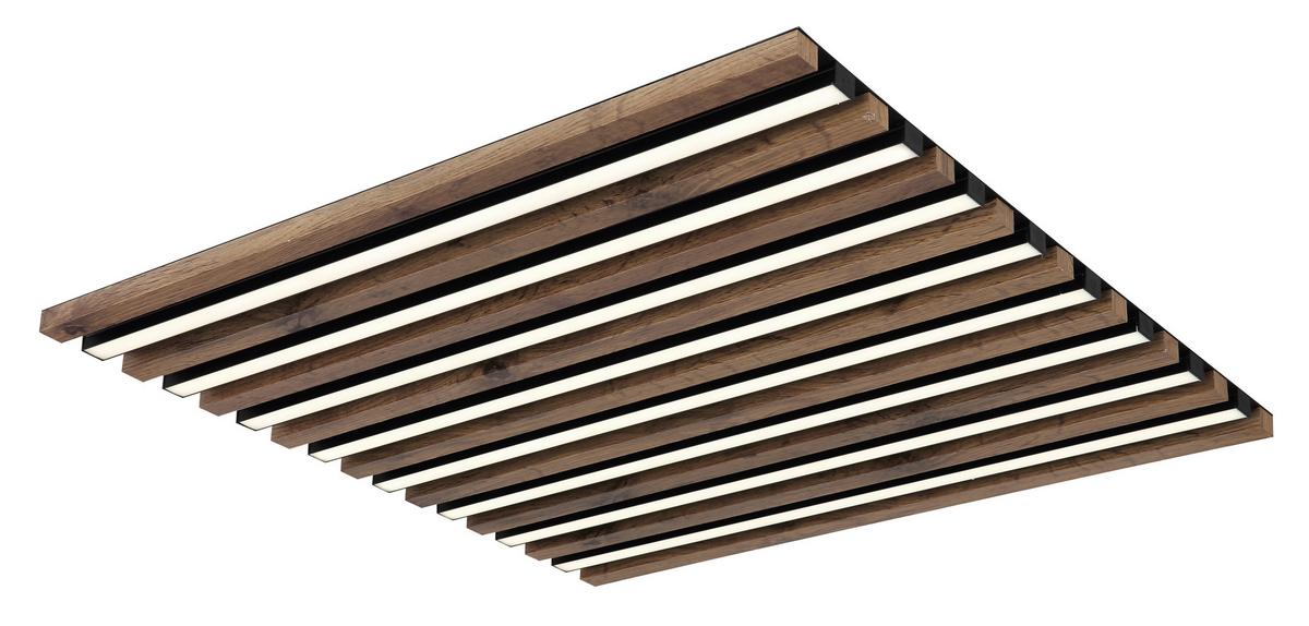 Led-deckenleuchte 67347d3cct Hayden - Dunkelbraun/Schwarz, Natur, Holzwerkstoff/Kunststoff (60/60/6cm) - Globo