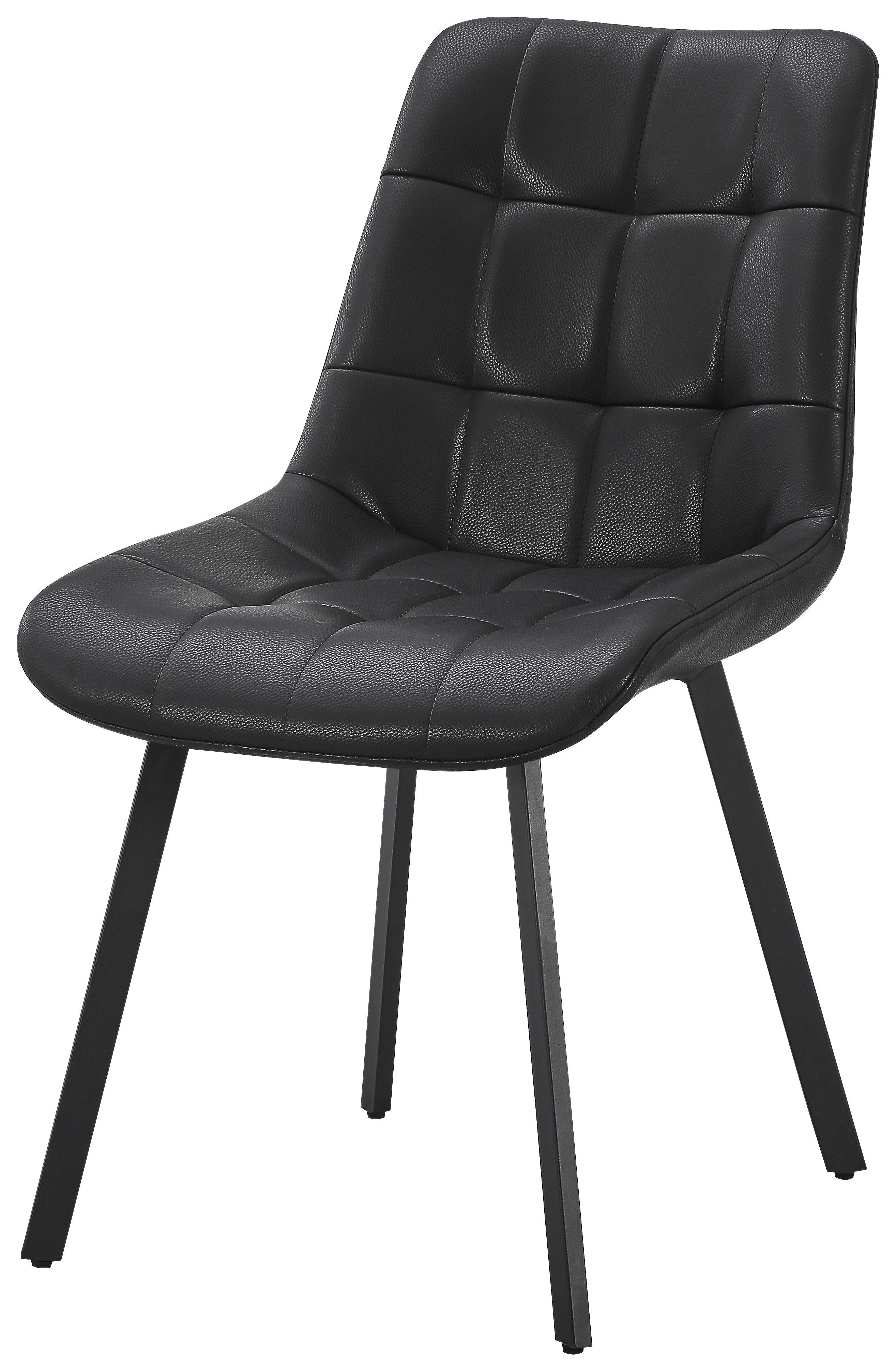 Vierfußstuhl Neva Schwarz B: 51 cm - Schwarz, MODERN, Leder/Metall (51/88/62cm) - Livetastic