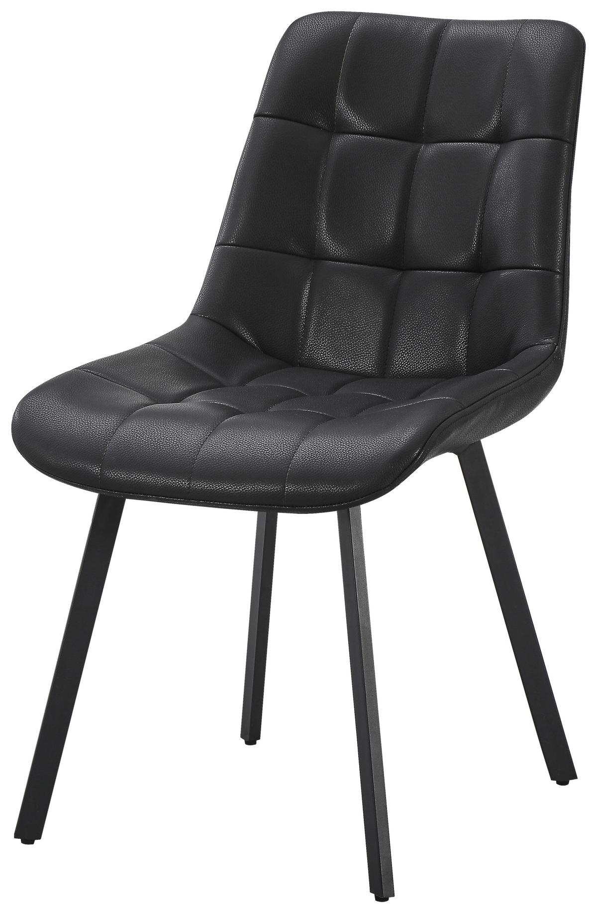 Vierfußstuhl Neva Schwarz B: 51 cm - Schwarz, MODERN, Leder/Metall (51/88/62cm) - Livetastic