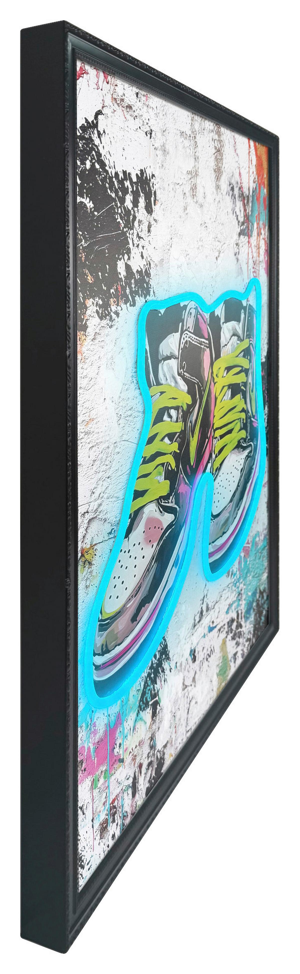 LED-Bild Neon Black Sneaker - Multicolor/Schwarz, Basics, Holzwerkstoff/Kunststoff (50/70/3,5cm)