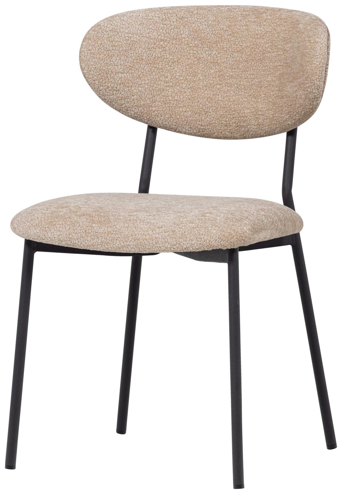 Stuhl-Set Klejd Naturfarben B: 47cm - Schwarz/Naturfarben, MODERN, Textil/Metall (47/79/53cm) - Livetastic