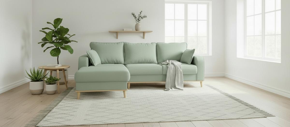 Ecksofa Beata Mintgrün S: 150x230 cm - Wengefarben/Mintgrün, Design, Textil (150/230cm) - Livetastic