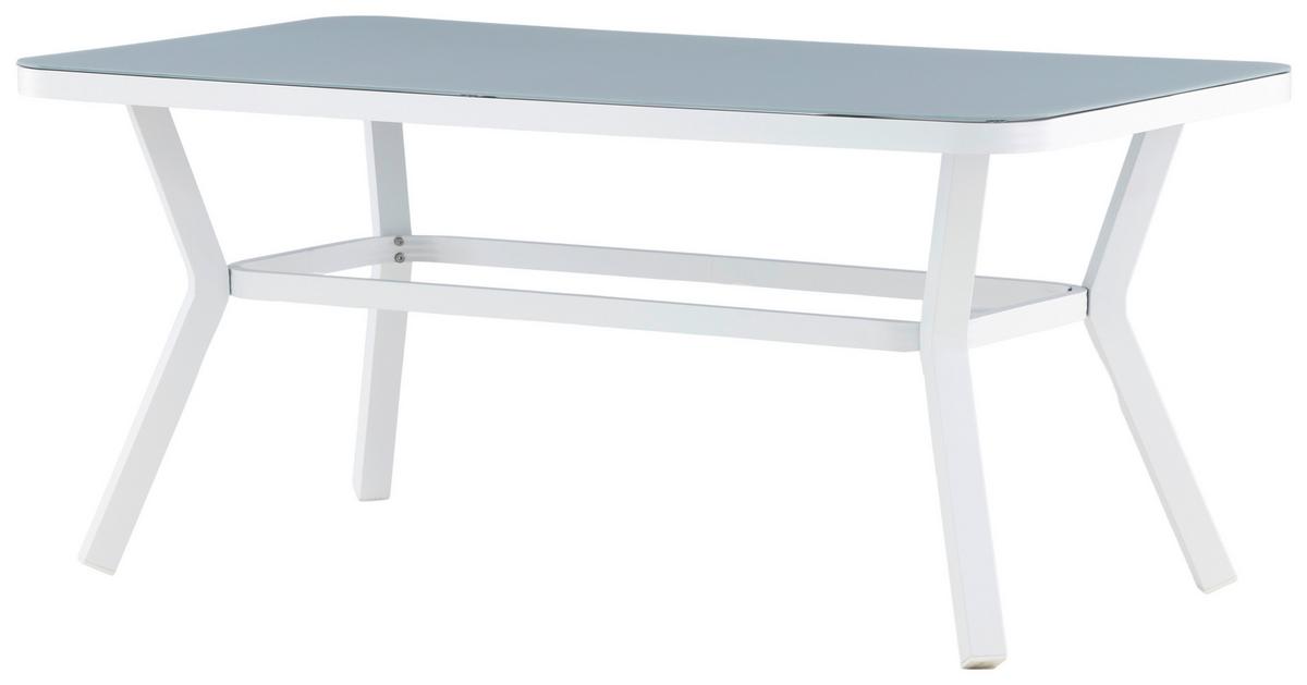 Gartentisch Virya - Weiß/Grau, KONVENTIONELL, Glas/Metall (160/90/74cm) - Gardenson