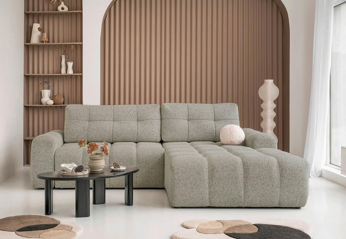 Ecksofa Lulu Grau S: 268x184cm - Schwarz/Grau, Design, Textil (268/184cm) - MID.YOU