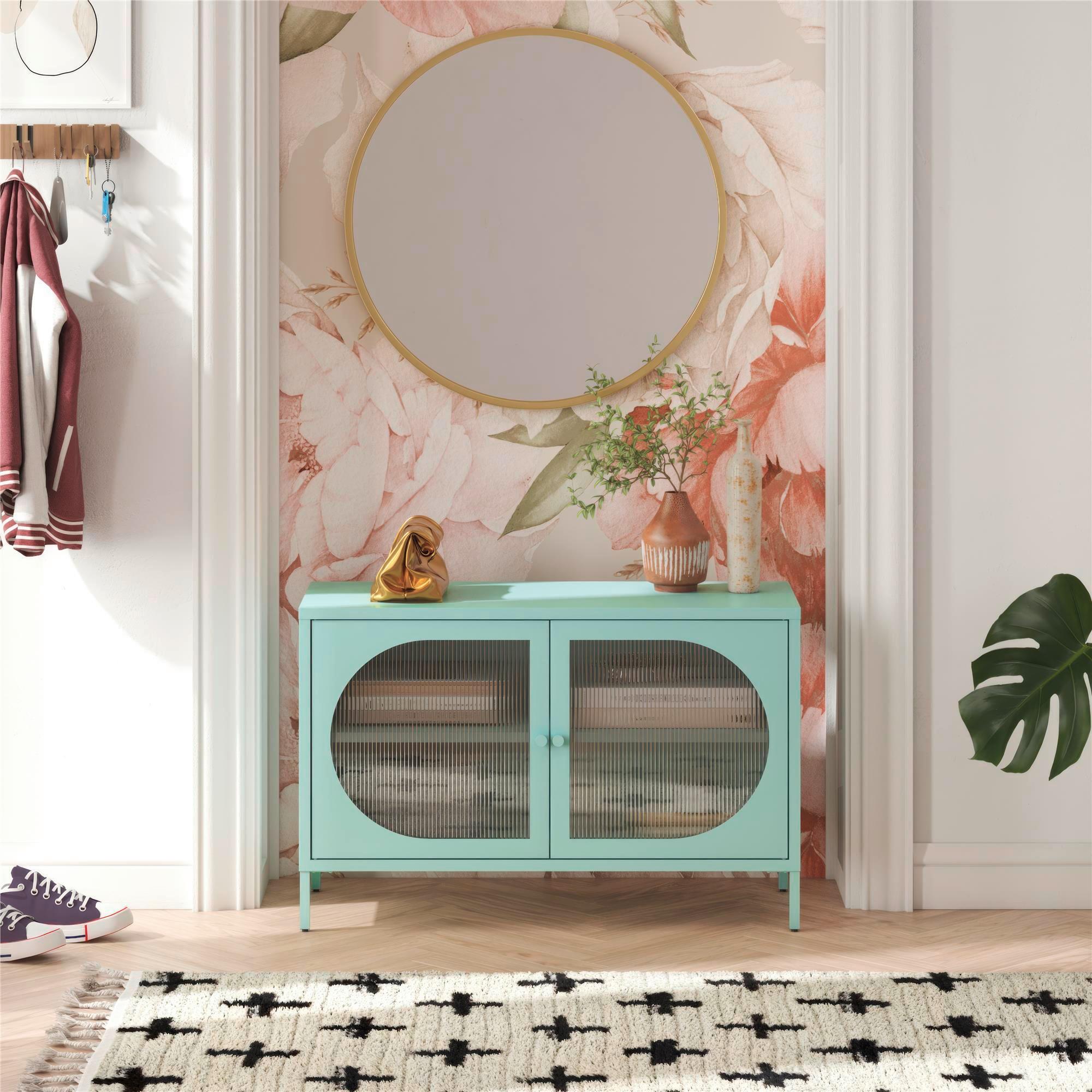 Kommode Luna Blau B: 100 cm - Blau, Design, Glas/Metall (100/64/40cm) - MID.YOU