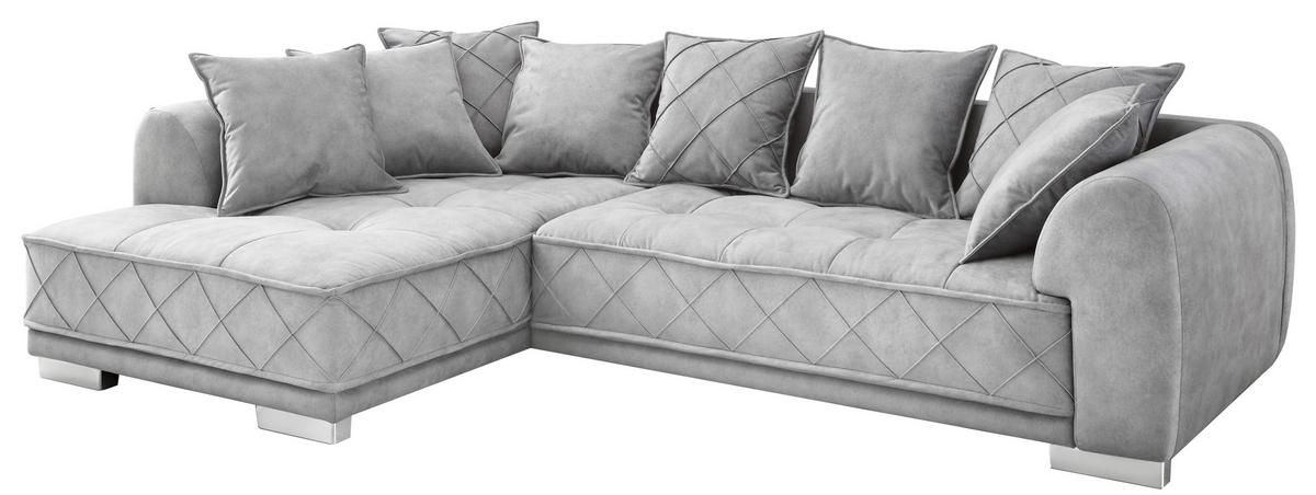 Sedacia súprava v tvare L SENTINA sivá - sivá/strieborná, Basics, textil/plast (319/194cm) - MID.YOU