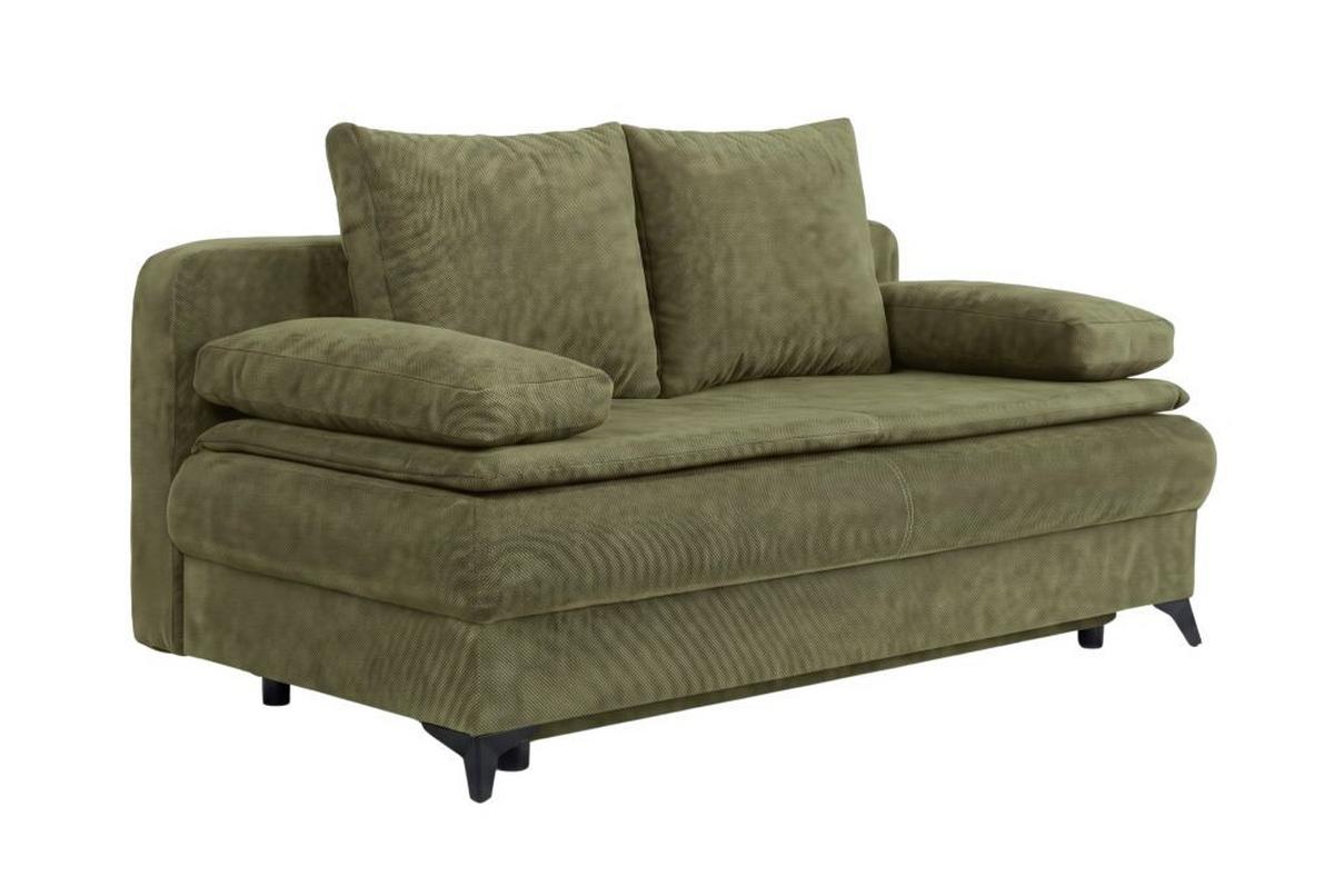 Rozkladacia pohovka KEN, olivovozelená - olivovozelená/čierna, Konventionell, kompozitné drevo/textil (209/105cm) - Based