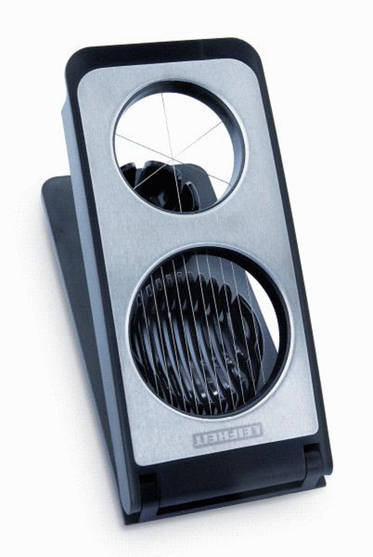 Eierschneider Tanja L/B: 14/4 cm - Edelstahlfarben/Schwarz, KONVENTIONELL, Kunststoff/Metall (14/4/25cm) - Leifheit