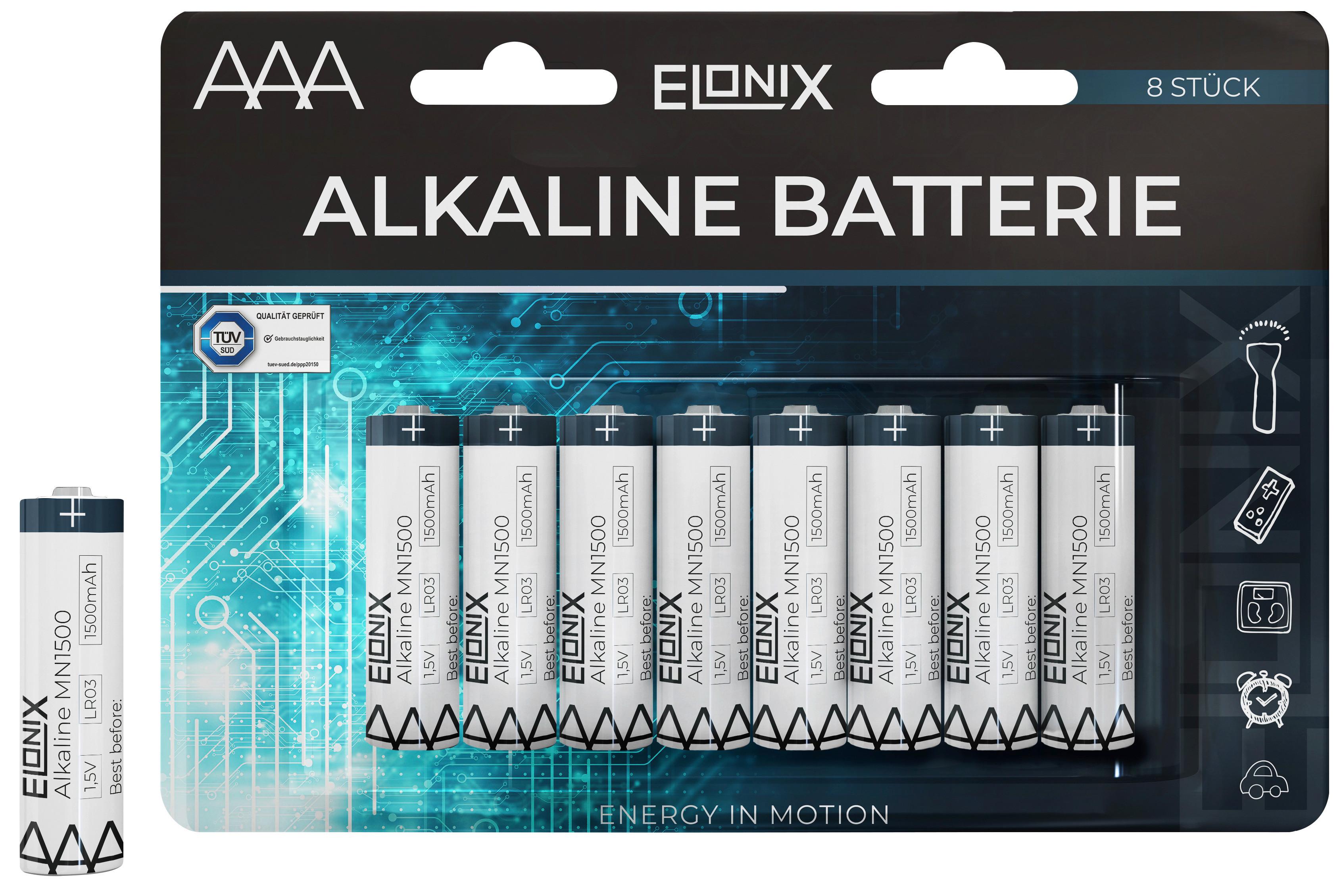 Baterie Alkaline LR03 AAA 8ks v balení - bílá/modrá, Basics (1/4,3cm)