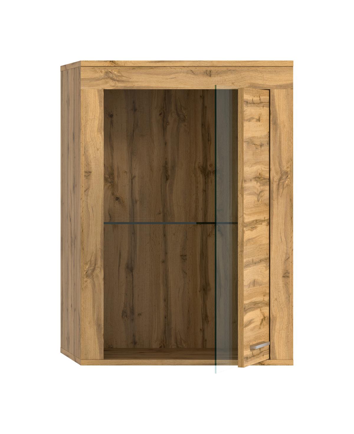 Vitrine Jam Eiche Dekor B: 86 Cm - Eiche Wotan/Schwarz, Design, Glas/Holzwerkstoff (86/60/35cm) - MID.YOU