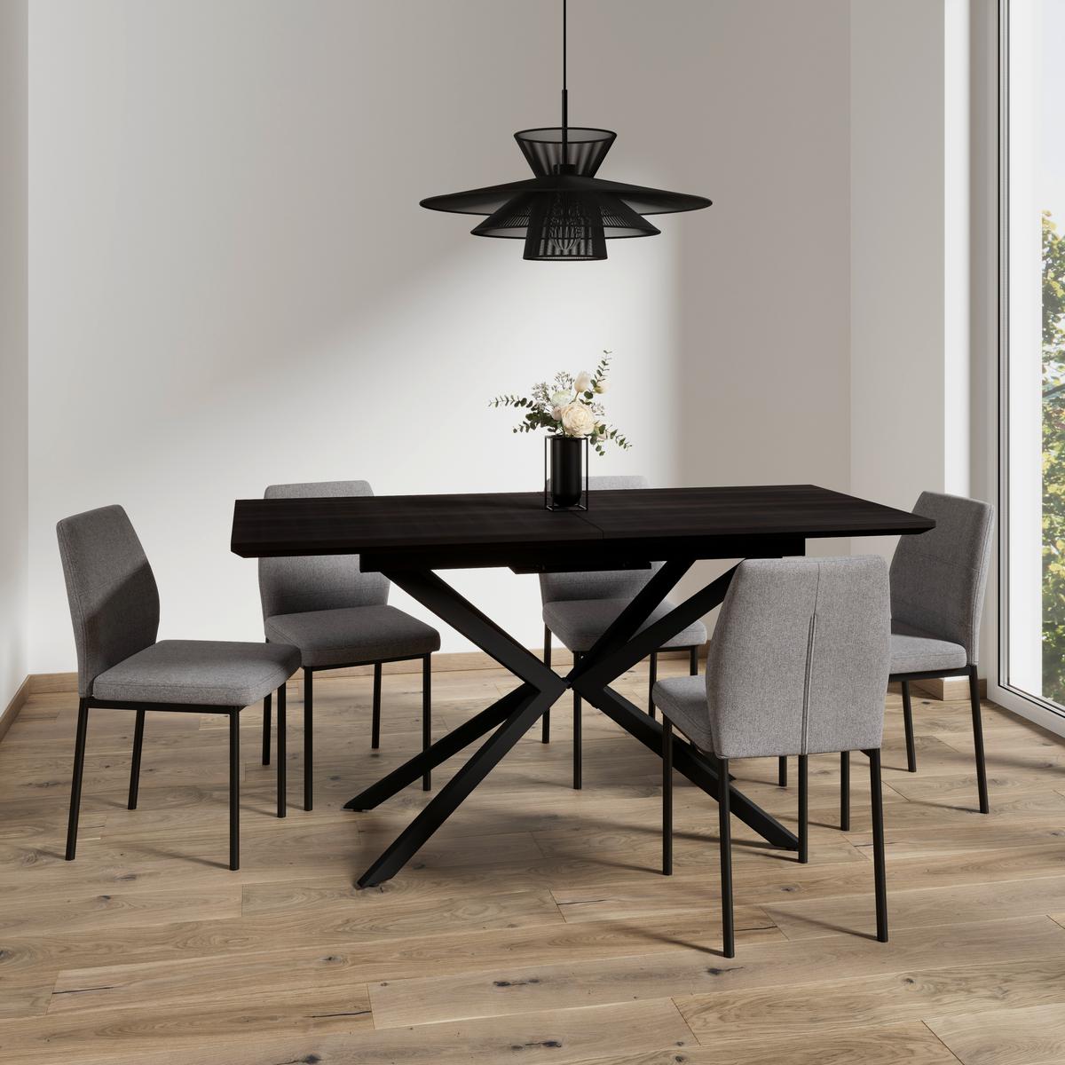 ŽIDLE CORI - černá/světle šedá, Moderní, kov/dřevo (45/87/57cm) - Bessagi Home