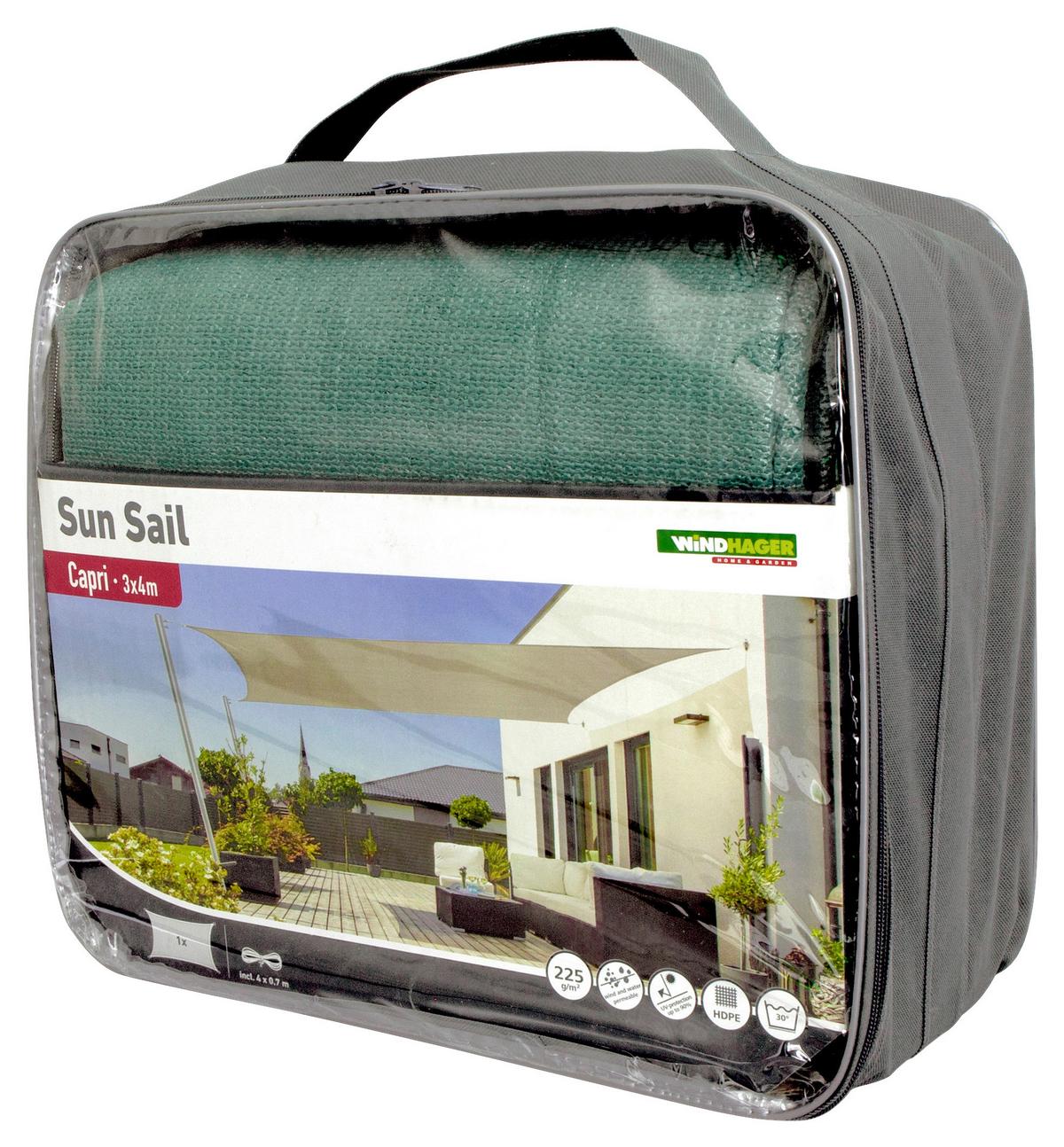 Sonnensegel Rechteck 3x4 m - Olivgrün, Basics (300/400cm)
