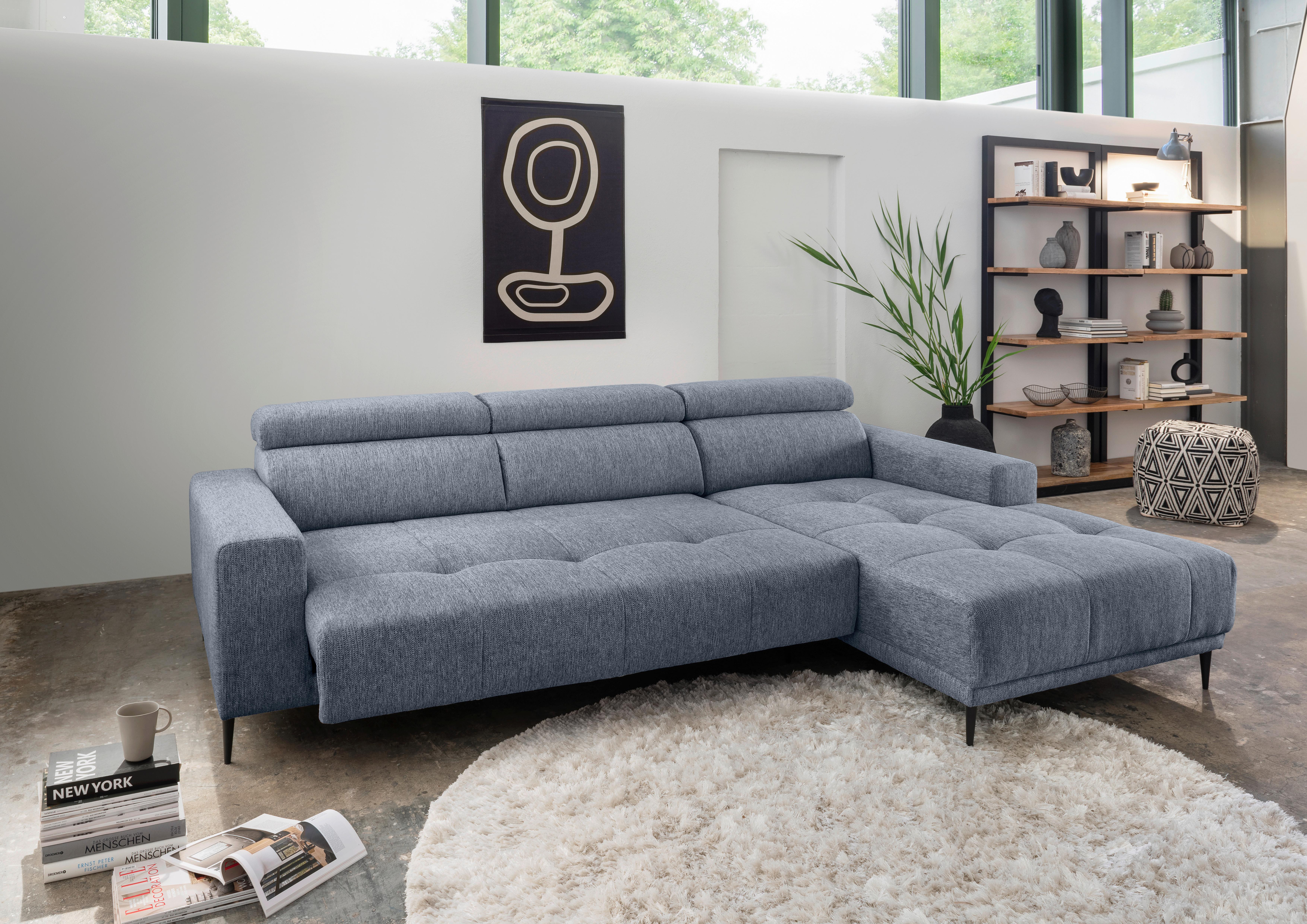 Ecksofa Intera, Hellblau S: 276x188 Cm - Schwarz/Hellblau, KONVENTIONELL, Textil (276/188cm) - Livetastic