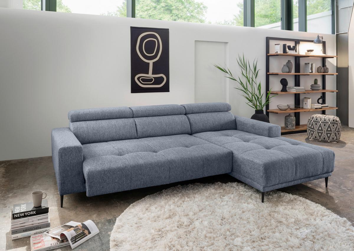 Ecksofa Intera, Hellblau S: 276x188 Cm - Schwarz/Hellblau, KONVENTIONELL, Textil (276/188cm) - Livetastic
