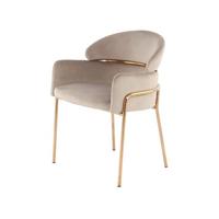 Stolička s podrúčkami, sivohnedá, zlatá - zlatá/taupe, Design, kov/drevo (58/79/57cm)