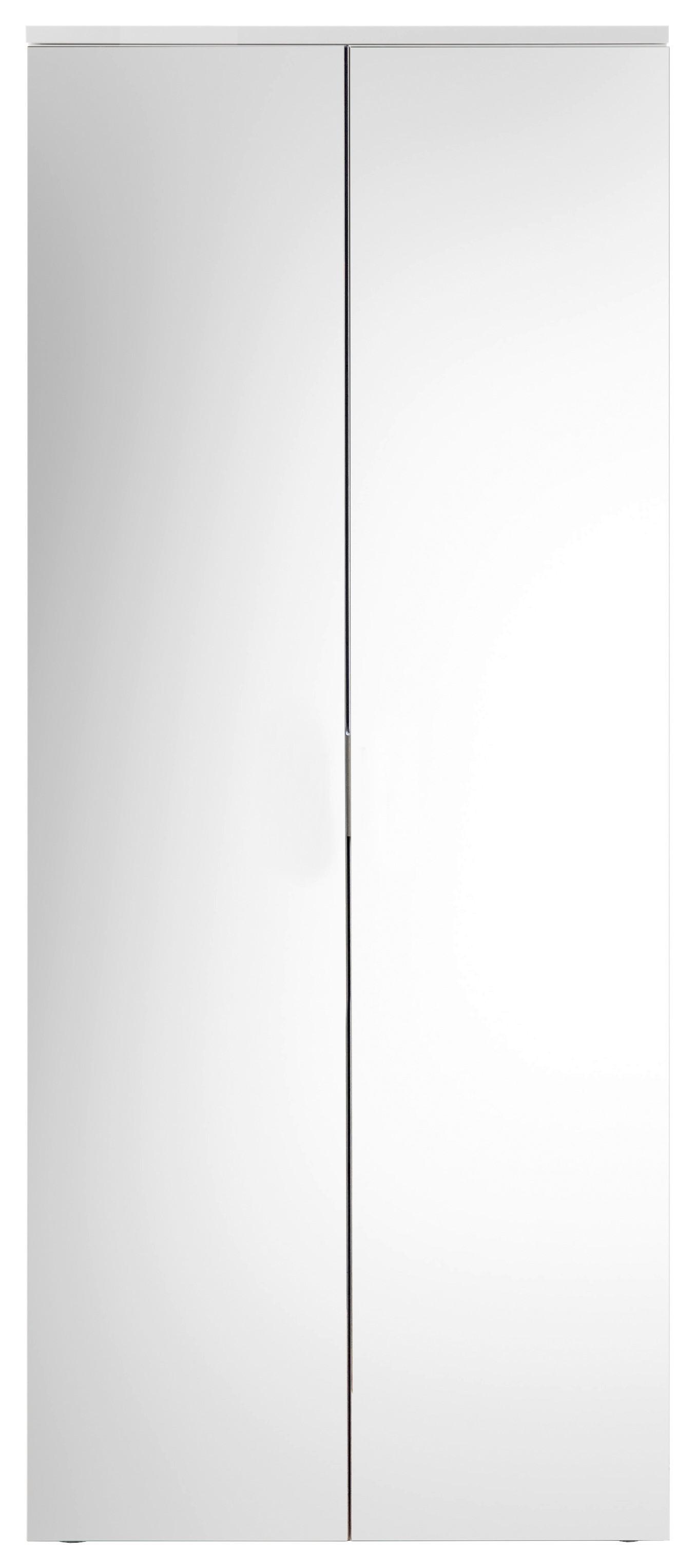 Schuhschrank Lincoln Weiß Dekor mit Spiegel B: 80 cm - Weiß, Design, Glas/Holzwerkstoff (80/190/35cm) - MID.YOU