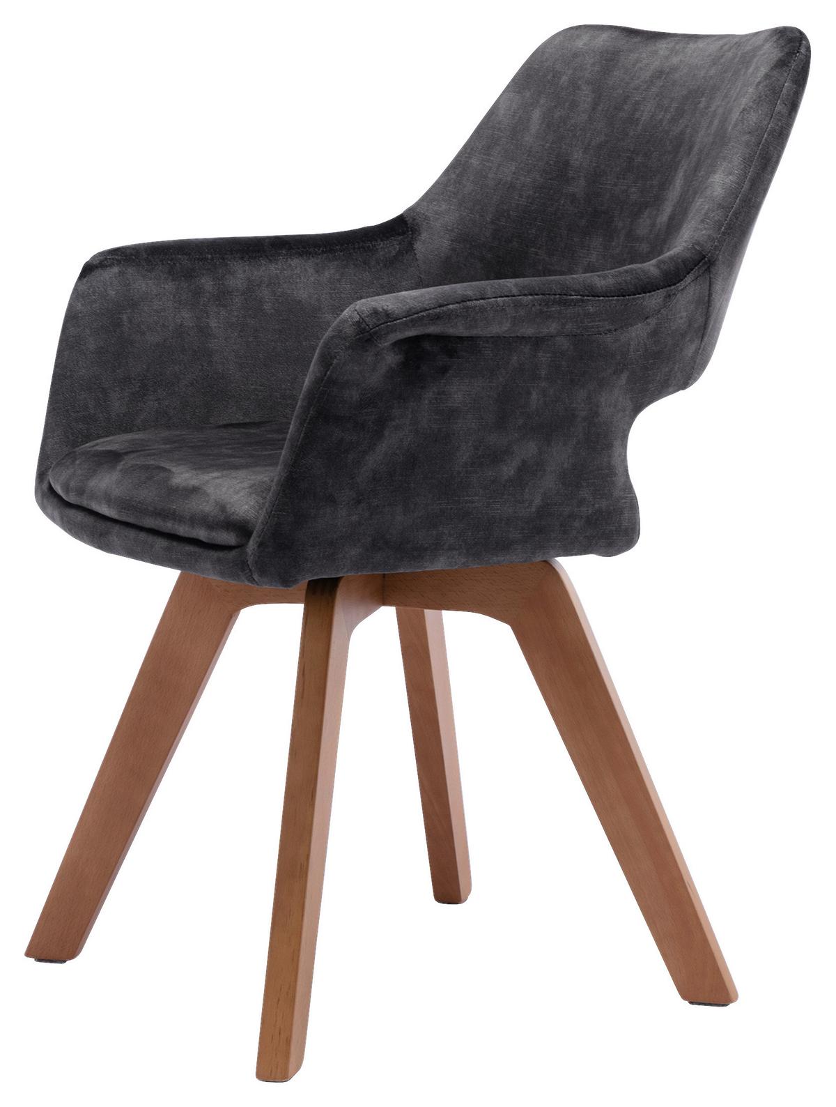Esszimmerstuhl Klara Anthrazit /eichefarben 2-Er Set - Eichefarben/Anthrazit, Basics, Holz/Textil (52/89/63,5cm) - MID.YOU