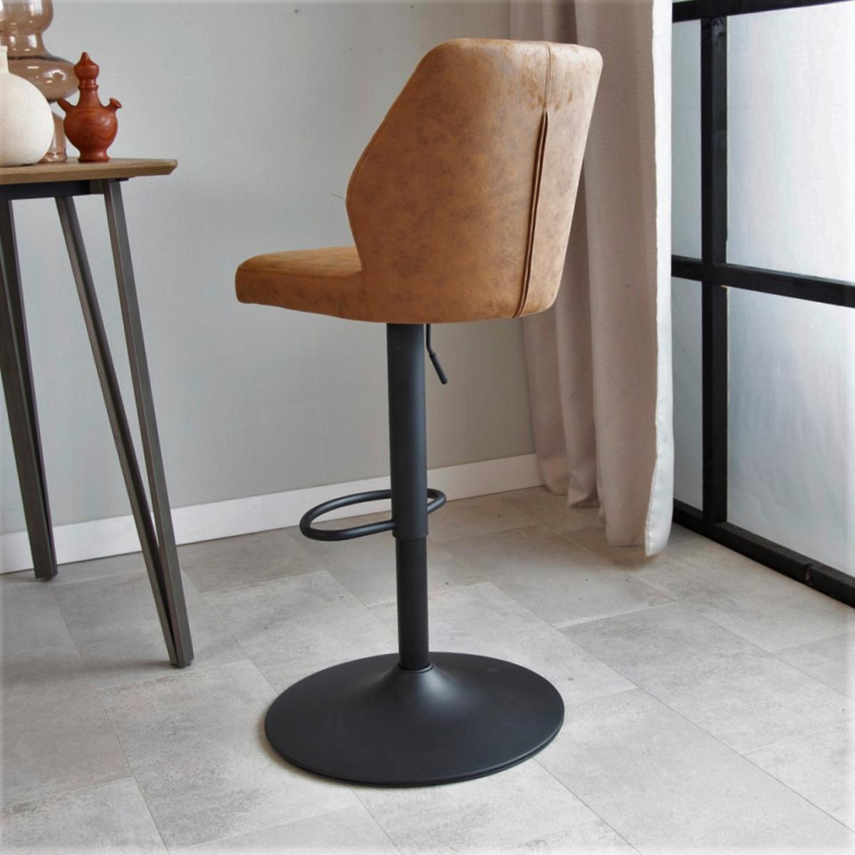 Barhocker-set Grayson - Cognac/Schwarz, KONVENTIONELL, Textil/Metall (42/114/52cm) - MID.YOU